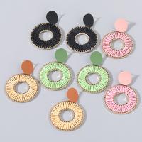 Earring Jewelry, Tibetan Style, with Cotton Thread, plated, fashion jewelry & for woman, more colors for choice, 52x36mm, Sold By Pair