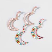 Rhinestone Earring Zinc Alloy Moon fashion jewelry & for woman & with rhinestone Sold By Pair
