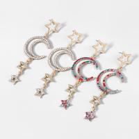 Rhinestone Earring Zinc Alloy Moon and Star fashion jewelry & for woman & with rhinestone Sold By Pair