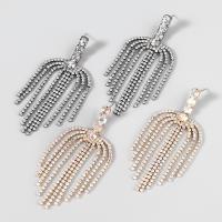 Fashion Fringe Earrings, Tibetan Style, fashion jewelry & for woman & with rhinestone, more colors for choice, 82x38mm, Sold By Pair