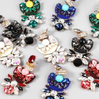 Rhinestone Earring, Tibetan Style, with Resin, fashion jewelry & for woman & with rhinestone, more colors for choice, 82x38mm, Sold By Pair