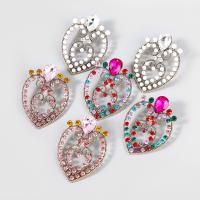 Rhinestone Earring, Tibetan Style, fashion jewelry & for woman & with glass rhinestone & with rhinestone, more colors for choice, 65x46mm, Sold By Pair