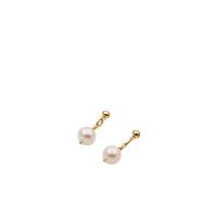 Freshwater Pearl øreringe, 925 Sterling Sølv, med perle, mode smykker & for kvinde, gylden, 8mm, Solgt af par