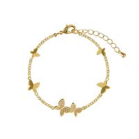 Tibetan Style Bracelet, Butterfly, plated, fashion jewelry & with rhinestone, more colors for choice, Length:20 cm, Sold By PC