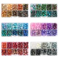 Gold Sand Lampwork Beads, with Plastic Box, Round, stoving varnish, gradient color & DIY, more colors for choice, 8mm, 128x67x22mm, Hole:Approx 1.2mm, 200PCs/Box, Sold By Box