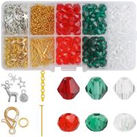 cristal Conjunto de pulseiras DIY, with liga de zinco, Design de Natal, multi-colorido, 8mm, vendido por box