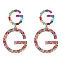 Rhinestone Earring Zinc Alloy Letter G plated for woman & with rhinestone nickel lead & cadmium free Sold By Pair