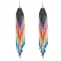 Fashion Fringe Earrings, Seedbead, for woman, multi-colored, nickel, lead & cadmium free, 185x23mm, Sold By Pair
