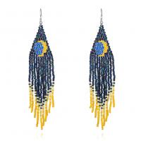 Fashion Fringe Earrings, Seedbead, for woman, nickel, lead & cadmium free, 120x24mm, Sold By Pair