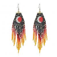 Fashion Fringe Earrings, Seedbead, for woman, more colors for choice, nickel, lead & cadmium free, 110x30mm, Sold By Pair
