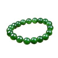 Bracelets de pierres précieuses, Hetian Jade, unisexe, vert, protéger l'environnement, sans nickel, plomb et cadmium, 10mm, Vendu par Environ 6.3 pouce brin