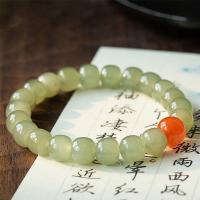 Bracelets de pierres précieuses, Hetian Jade, avec Yunnan agate rouge, pour femme, protéger l'environnement, sans nickel, plomb et cadmium, 7x8mm, Vendu par Environ 6.3 pouce brin