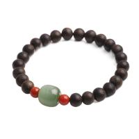 Gemstone Bracelets Aloewood with Hetian Jade & Yunnan Red Agate for woman 7mm Sold By Strand