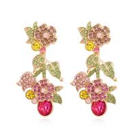 Zinc Alloy Drop Earrings for woman & with rhinestone multi-colored nickel lead & cadmium free Sold By Pair