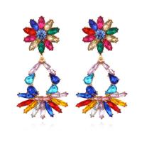 Zinc Alloy Drop Earrings with Resin Rhinestone for woman & with rhinestone multi-colored nickel lead & cadmium free Sold By Pair