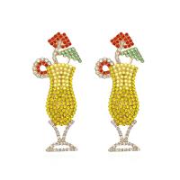 Zinc Alloy Drop Earrings for woman & with rhinestone nickel lead & cadmium free Sold By Pair