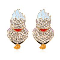 Zinc Alloy Drop Earrings for woman & with rhinestone golden nickel lead & cadmium free Sold By Pair