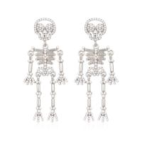 Zinc Alloy Drop Earrings with Plastic Pearl Skeleton for woman nickel lead & cadmium free Sold By Pair