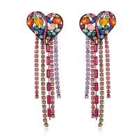 Fashion Fringe Earrings, Tibetan Style, for woman & with rhinestone, more colors for choice, nickel, lead & cadmium free, 105x33mm, Sold By Pair