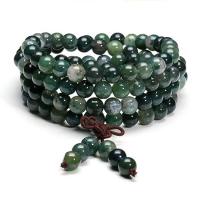 108 Mala Beads, Moss Agate, Unisex, green, 108PCs/Strand, Sold Per 7.5 Inch Strand