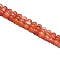 Natürliche Streifen Achat Perlen, rund, DIY, rot, verkauft per 38 cm Strang