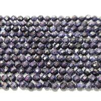 Perles en verre aventuriné bleu, Grès bleu, Rond, poli, DIY & facettes, bleu, Vendu par 38 cm brin
