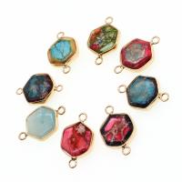 Gemstone Connector, Brass, with Impression Jasper, Polygon, more colors for choice, 25x16x5mm, Sold By PC