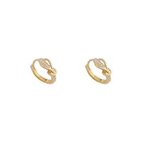 Brass Huggie Hoop Earring real gold plated fashion jewelry & for woman & with cubic zirconia Sold By Pair
