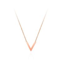 Titanium Steel Necklace Letter V plated fashion jewelry Length 40 cm Sold By PC