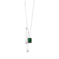 Quarz Halskette, Zinklegierung, mit Grüner Quarz, Modeschmuck, 10x5mm, Länge:45 cm, verkauft von PC