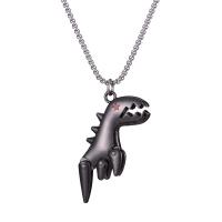 Collar de Aleación de Zinc, Dinosaurio, pistola de color negro chapado, Joyería & esmalte, Negro, longitud:60 cm, Vendido por UD