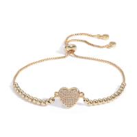 Cubic Zirconia Micro Pave Brass Bracelet Heart plated Adjustable & fashion jewelry & micro pave cubic zirconia 200mm Sold By PC