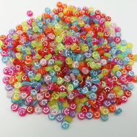 Acrylic Jewelry Beads Smiling Face painted DIY multi-colored Sold By Bag