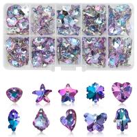 Crystal Pendants, with Plastic Box, DIY, more colors for choice, 9-14mm, Sold By Box