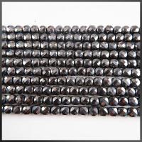 Titanium + magnes Koralik, Kostka, obyty, DIY & fasetowany, czarny, 4mm, sprzedawane na 38 cm Strand