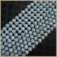 Aquamarine Beads, Round, polished, DIY & faceted, blue, 8mm, Sold Per 38 cm Strand