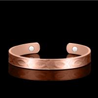 Brass Cuff Bangle, with Magnet, plated, for woman, rose gold color, 8mm, Length:17 cm, Sold By PC