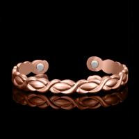 laiton bracelet manchette, avec Aimant, Placage, pour femme, couleur or rose, 8mm, Longueur:17 cm, Vendu par PC