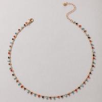 Glass Seed Beads Necklace Zinc Alloy with Seedbead for woman mixed colors Length 44 cm Sold By PC