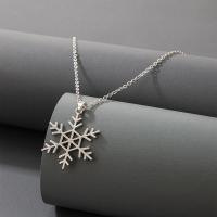 Zinc Alloy smykker halskæde, Snowflake, forgyldt, Unisex & Julen smykker, sølv, Længde 45.7 cm, Solgt af PC