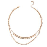 Mode-Multi-Layer-Halskette, Zinklegierung, plattiert, für Frau, goldfarben, Länge:44.5 cm, verkauft von PC