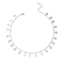 Zinklegierung Schmuck Halskette, Blume, unisex, Silberfarbe, Länge:43.2 cm, verkauft von PC