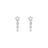 Cubic Zircon (CZ) Drop Earring, Brass, platinum plated, fashion jewelry & for woman & with cubic zirconia, 29x9mm, Sold By Pair
