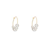 Brass Hoop Earring with ABS Plastic Pearl fashion jewelry & for woman Sold By Pair