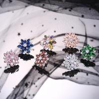 Cubic Zirconia Micro Pave Brass Earring Flower plated micro pave cubic zirconia & for woman Sold By Pair
