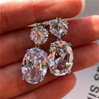 Cubic Zirconia Micro Pave Brass Earring micro pave cubic zirconia & for woman 26mm Sold By Pair