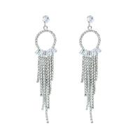 Fashion Fringe Earrings Rhinestone with Zinc Alloy plated for woman Sold By Pair