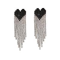 Fashion Fringe Earrings Rhinestone with Zinc Alloy Heart plated for woman Sold By Pair