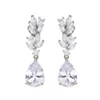 Cubic Zircon (CZ) Drop Earring Zinc Alloy plated micro pave cubic zirconia & for woman Sold By Pair