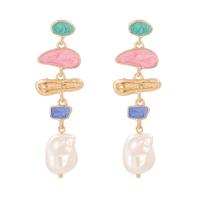 Zinc Alloy Drop Earrings with Plastic Pearl anoint for woman & enamel nickel lead & cadmium free Sold By Pair